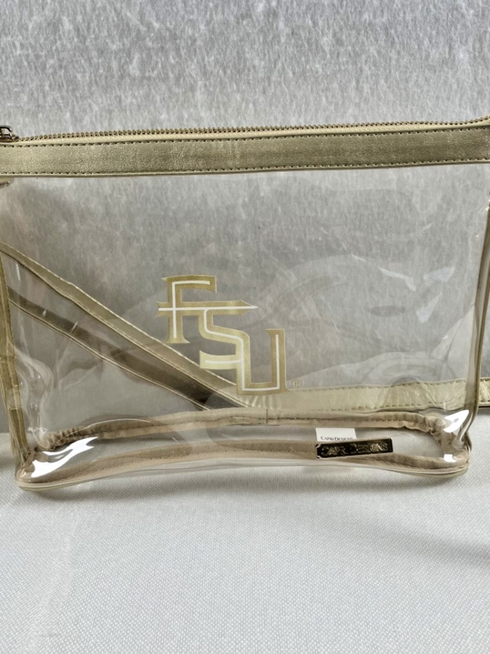 Capri Designs Clear Stadium Approved Bag Set of 2 FSU Florida State Gold Trim - Picture 3 of 6